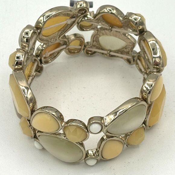 Banana Republic Vanilla‎ Stretch Beaded Bracelet Goldtone Hardware One Size NWT - Picture 3 of 8